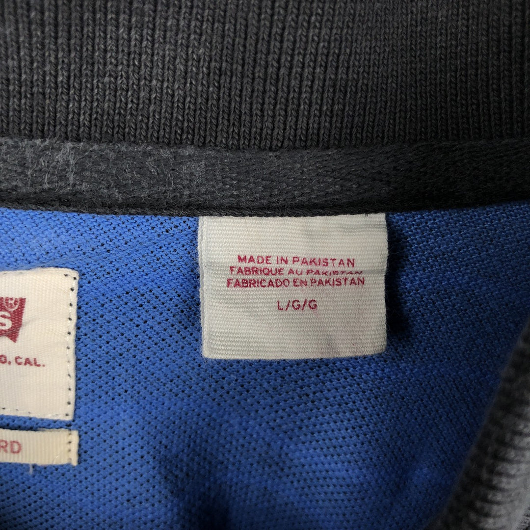 Levi's striped pattern short-sleeved polo shirt, men's size L (approx.) cotton black type Vintage Second Hand