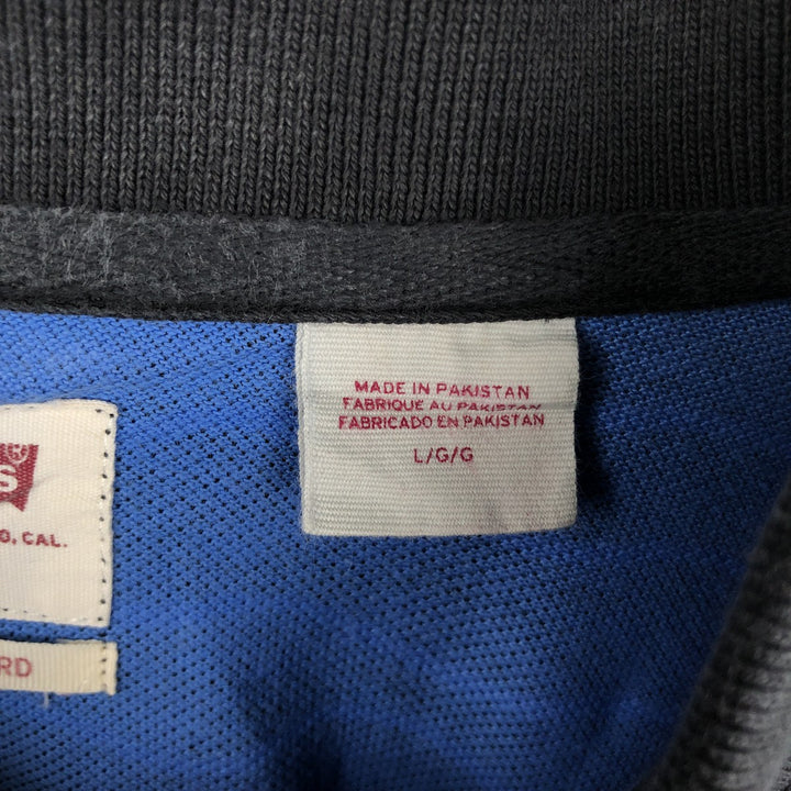 Levi's striped pattern short-sleeved polo shirt, men's size L (approx.) cotton black type Vintage Second Hand