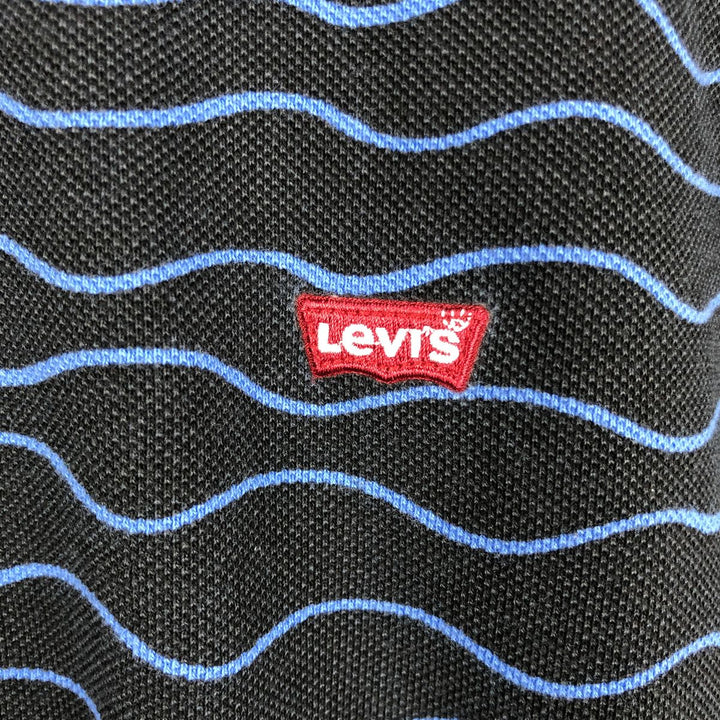 Levi's striped pattern short-sleeved polo shirt, men's size L (approx.) cotton black type Vintage Second Hand