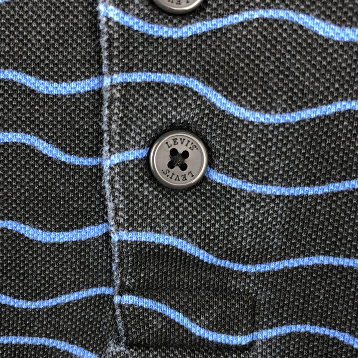 Levi's striped pattern short-sleeved polo shirt, men's size L (approx.) cotton black type Vintage Second Hand
