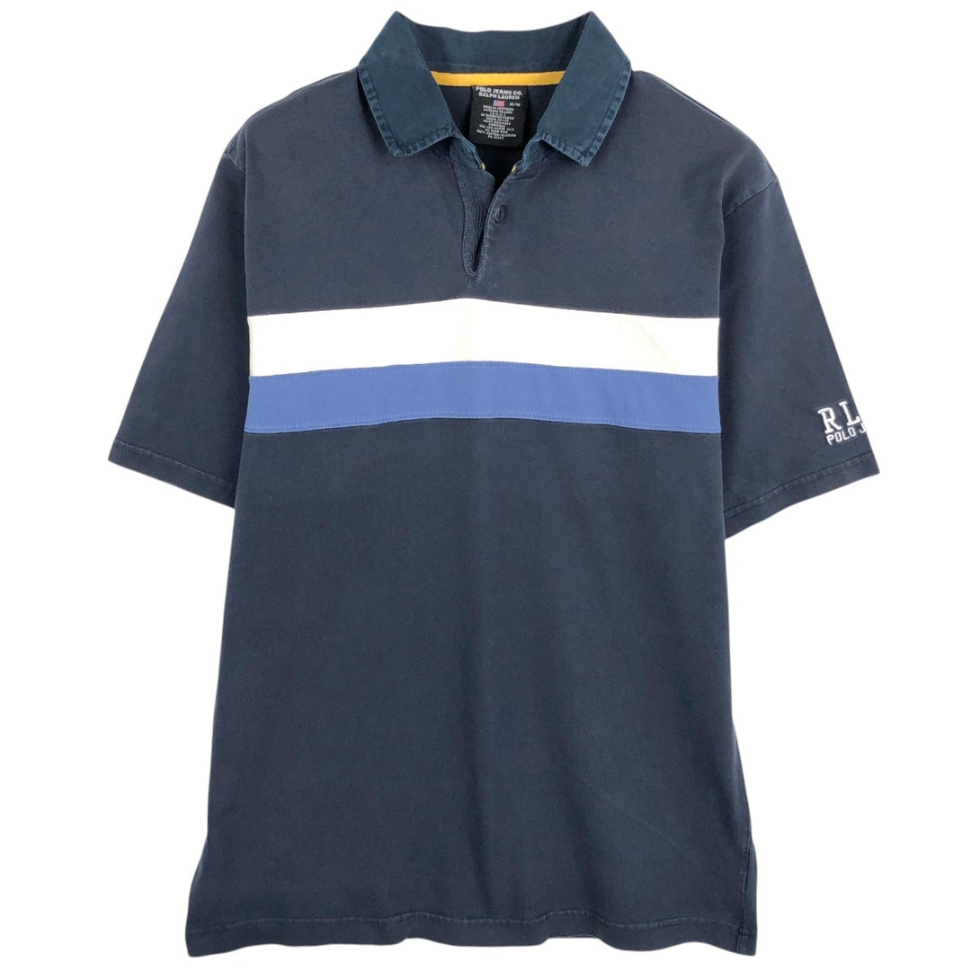 Ralph Lauren POLO JEANS COMPANY short sleeve polo shirt, men's size M cotton navy blue type Vintage Second Hand