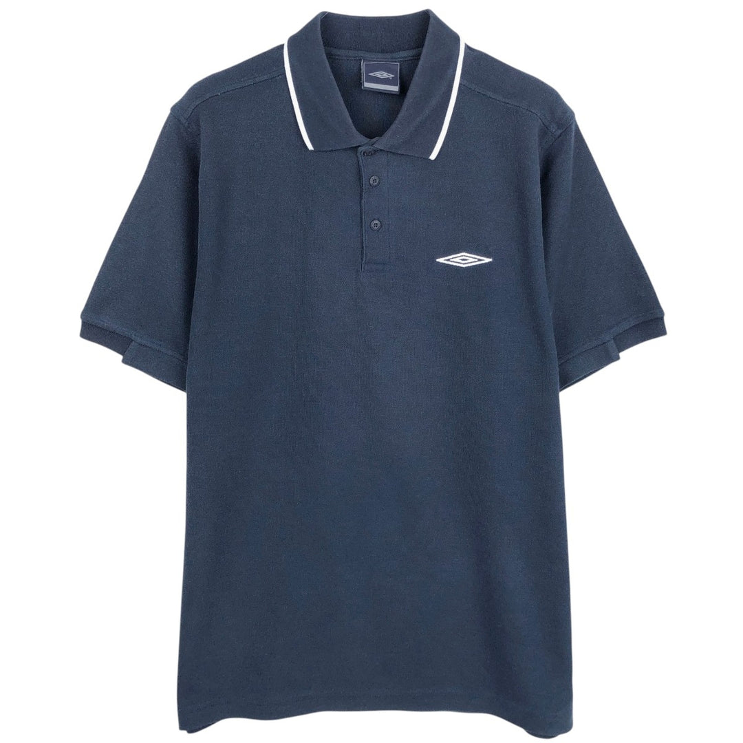 UMBRO short sleeve polo shirt, men's size M cotton navy blue type Vintage Second Hand