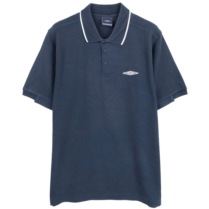 UMBRO short sleeve polo shirt, men's size M cotton navy blue type Vintage Second Hand