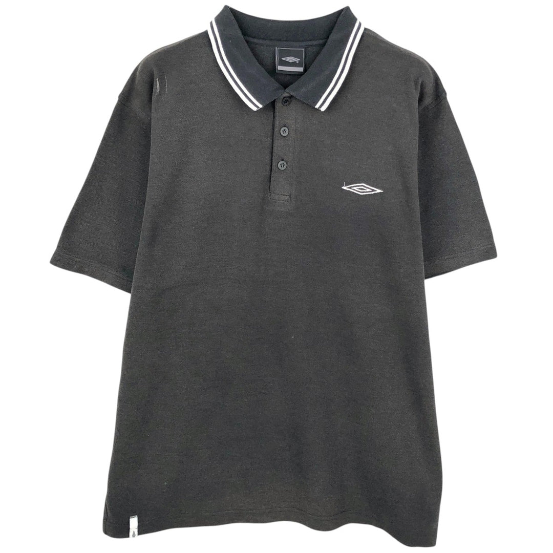 UMBRO short sleeve polo shirt, men's size L polyester black type Vintage Second Hand