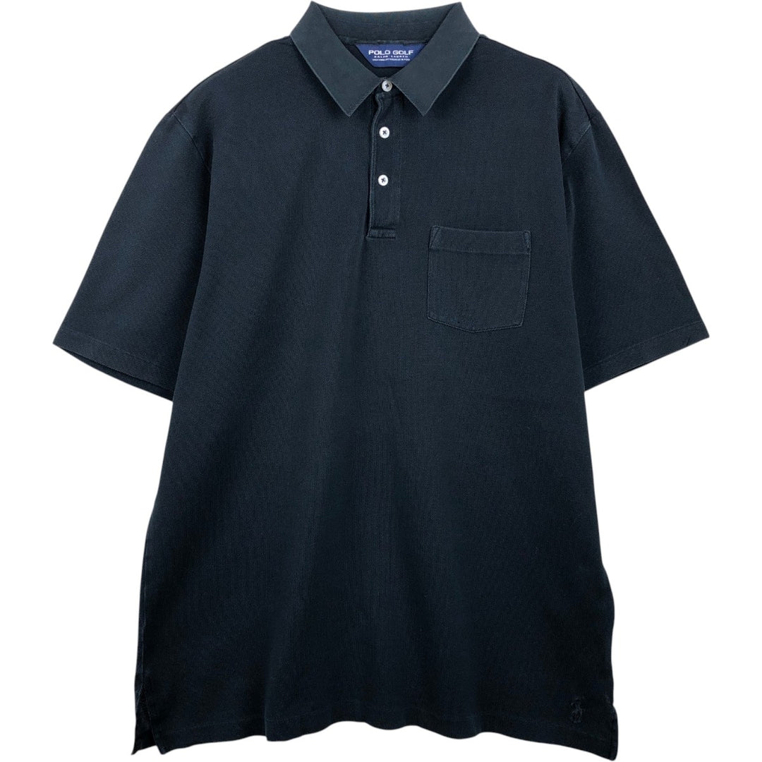 Ralph Lauren POLO GOLF Polo Golf short sleeve polo shirt for men size L Pima Cotton black type Vintage Second Hand