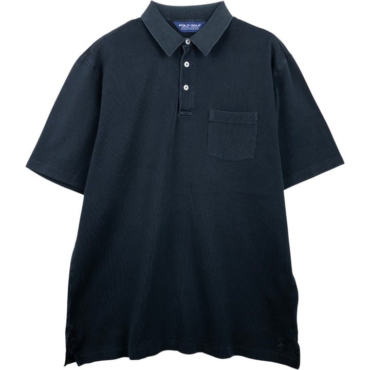 Ralph Lauren POLO GOLF Polo Golf short sleeve polo shirt for men size L Pima Cotton black type Vintage Second Hand