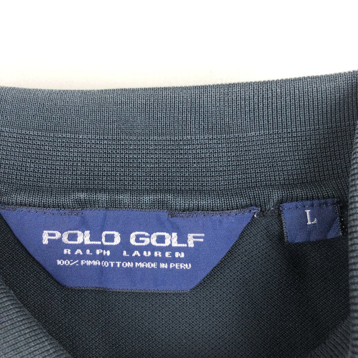 Ralph Lauren POLO GOLF Polo Golf short sleeve polo shirt for men size L Pima Cotton black type Vintage Second Hand