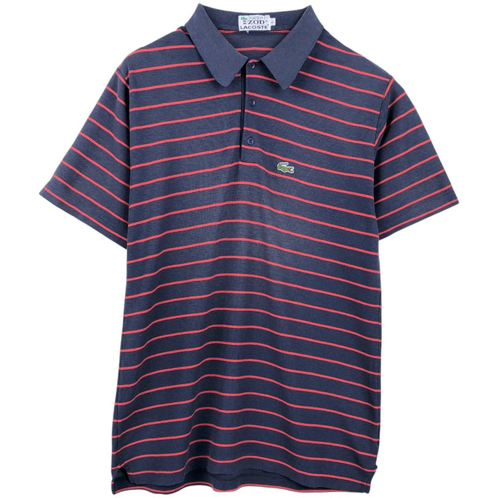 1970'S Lacoste IZOD Short-Sleeve Striped Polo Shirt, Men's Size L (approx.), Vintage unclear navy blue type Vintage Second Hand