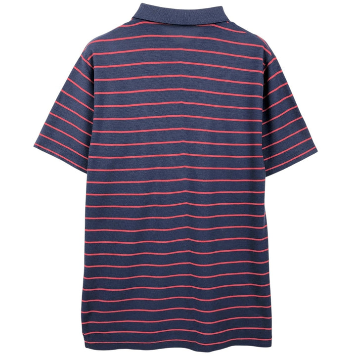 1970'S Lacoste IZOD Short-Sleeve Striped Polo Shirt, Men's Size L (approx.), Vintage unclear navy blue type Vintage Second Hand