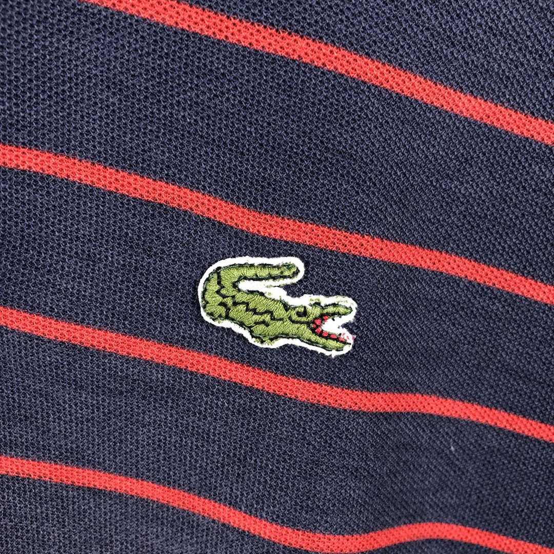 1970'S Lacoste IZOD Short-Sleeve Striped Polo Shirt, Men's Size L (approx.), Vintage unclear navy blue type Vintage Second Hand