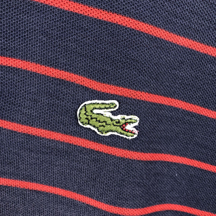 1970'S Lacoste IZOD Short-Sleeve Striped Polo Shirt, Men's Size L (approx.), Vintage unclear navy blue type Vintage Second Hand