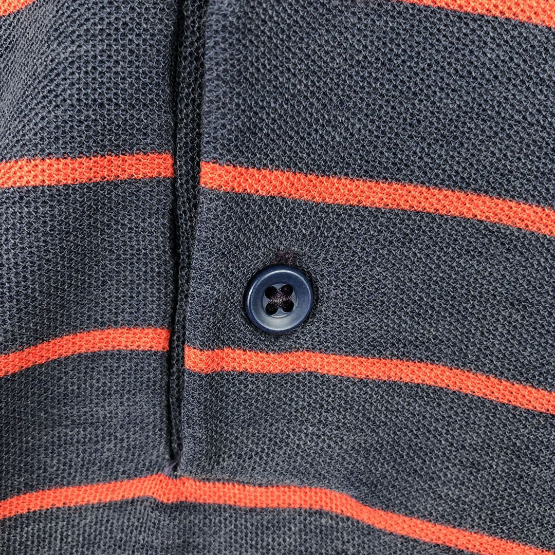1970'S Lacoste IZOD Short-Sleeve Striped Polo Shirt, Men's Size L (approx.), Vintage unclear navy blue type Vintage Second Hand