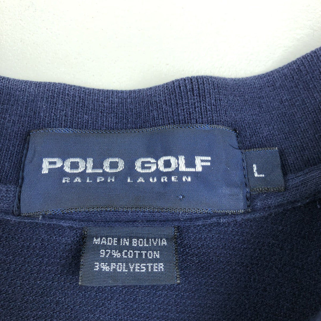 Ralph Lauren POLO GOLF Polo Golf short sleeve polo shirt for men size L cotton navy blue type Vintage Second Hand