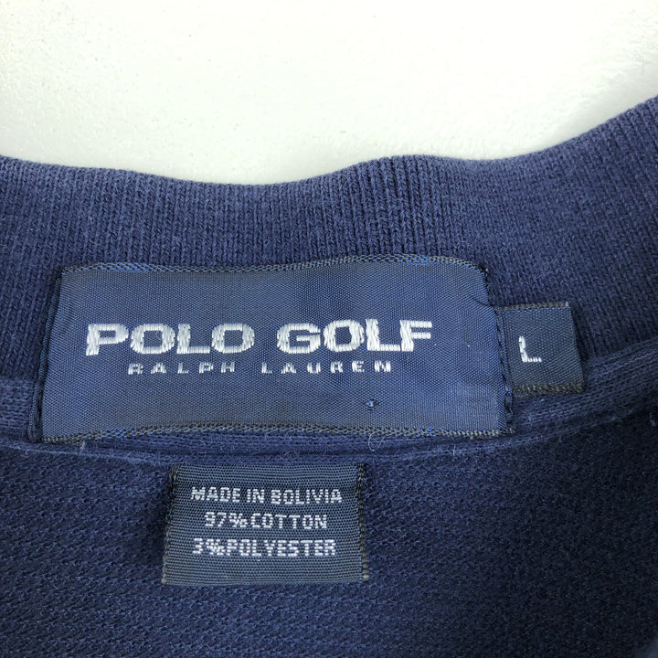 Ralph Lauren POLO GOLF Polo Golf short sleeve polo shirt for men size L cotton navy blue type Vintage Second Hand