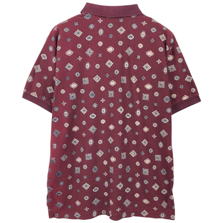Ralph Lauren CHAPS all-over print short-sleeved polo shirt, men's size L (approx.) cotton burgundy type Vintage Second Hand