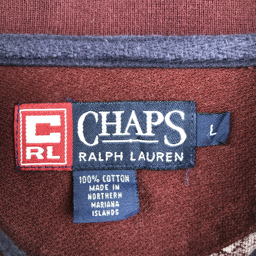 Ralph Lauren CHAPS all-over print short-sleeved polo shirt, men's size L (approx.) cotton burgundy type Vintage Second Hand