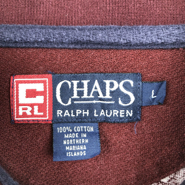 Ralph Lauren CHAPS all-over print short-sleeved polo shirt, men's size L (approx.) cotton burgundy type Vintage Second Hand