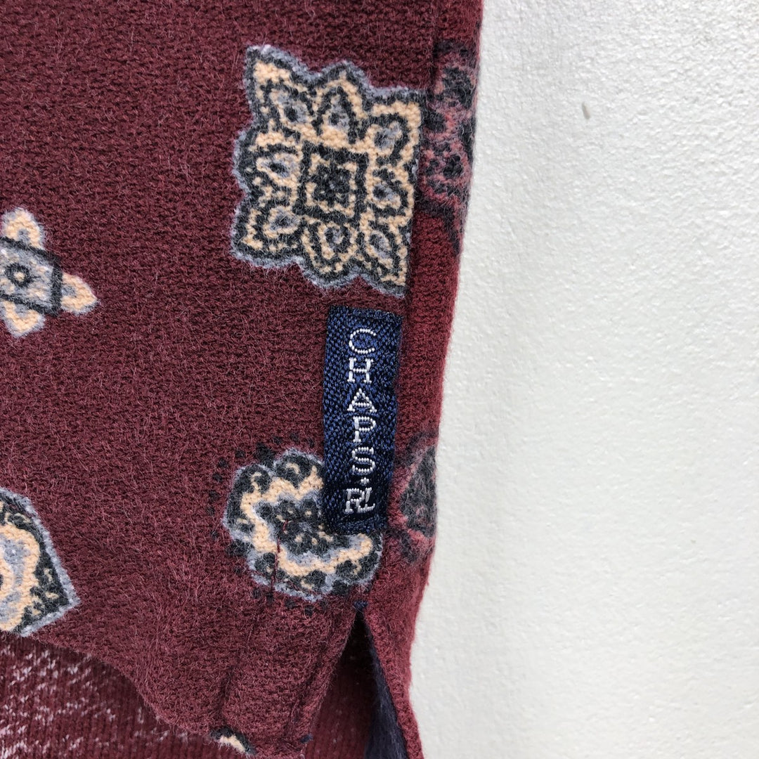 Ralph Lauren CHAPS all-over print short-sleeved polo shirt, men's size L (approx.) cotton burgundy type Vintage Second Hand