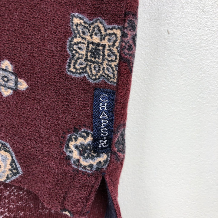 Ralph Lauren CHAPS all-over print short-sleeved polo shirt, men's size L (approx.) cotton burgundy type Vintage Second Hand