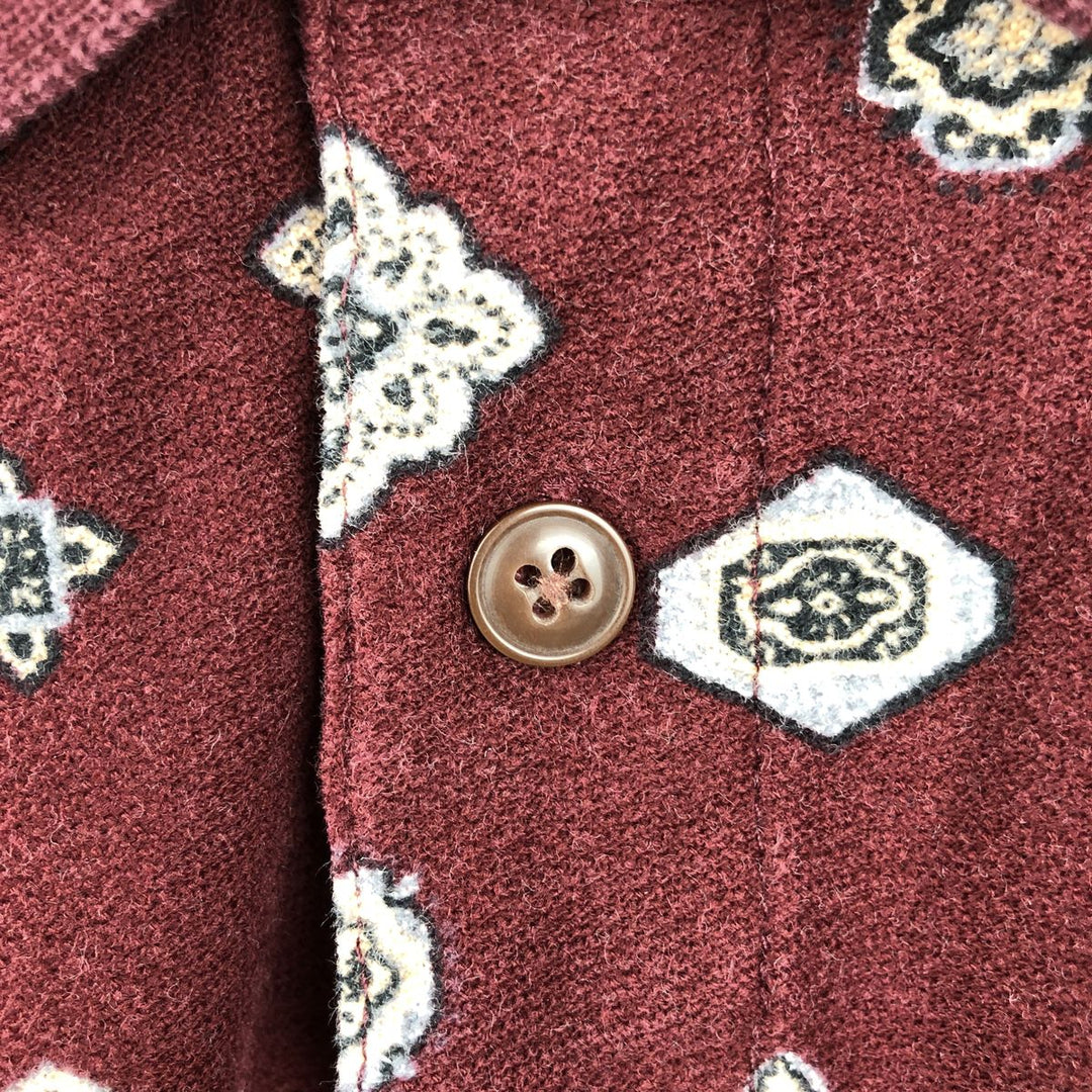 Ralph Lauren CHAPS all-over print short-sleeved polo shirt, men's size L (approx.) cotton burgundy type Vintage Second Hand