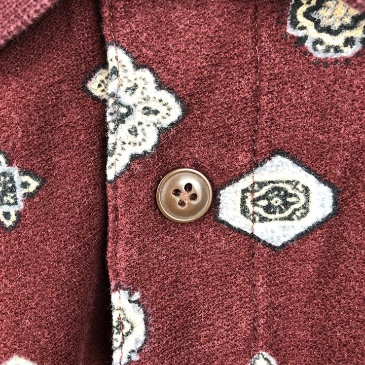 Ralph Lauren CHAPS all-over print short-sleeved polo shirt, men's size L (approx.) cotton burgundy type Vintage Second Hand