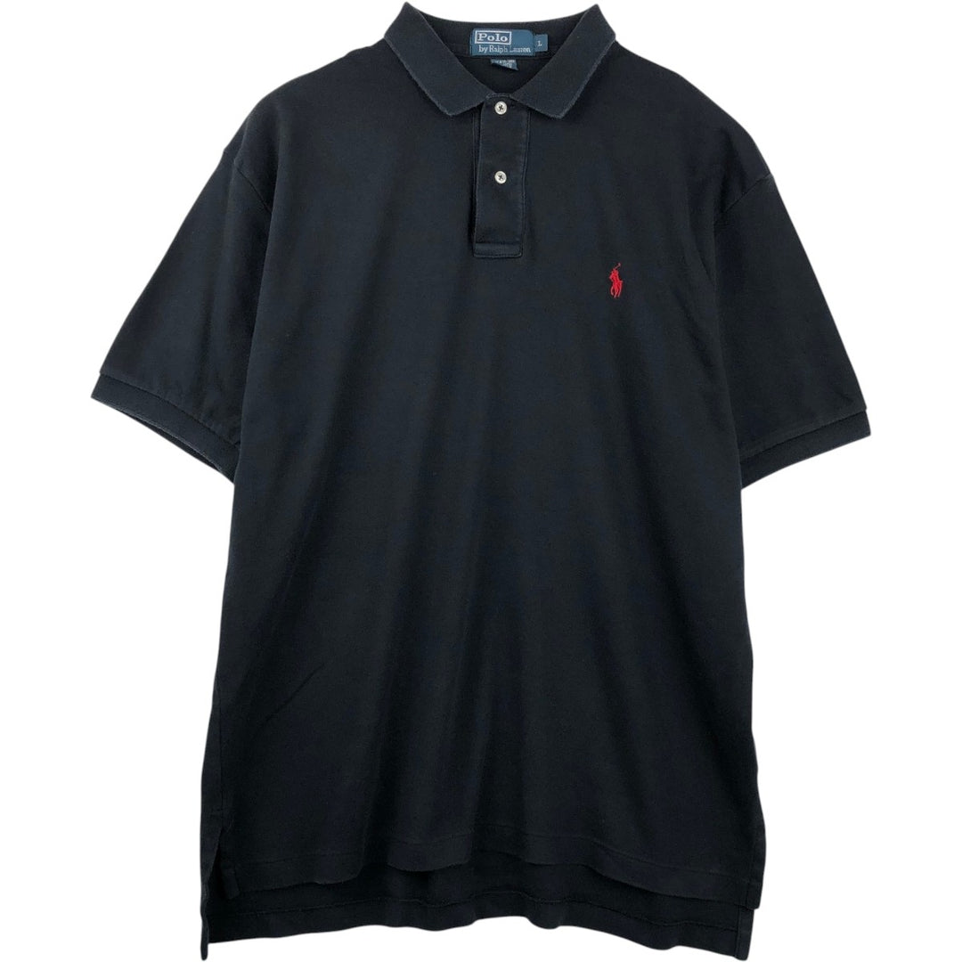 Ralph Lauren POLO by Ralph Lauren short sleeve polo shirt, men's size L cotton black type Vintage Second Hand