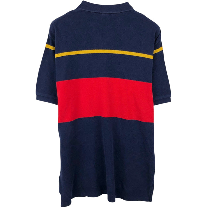 Ralph Lauren POLO by Ralph Lauren short sleeve striped polo shirt, men's XXL size cotton navy blue type Vintage Second Hand