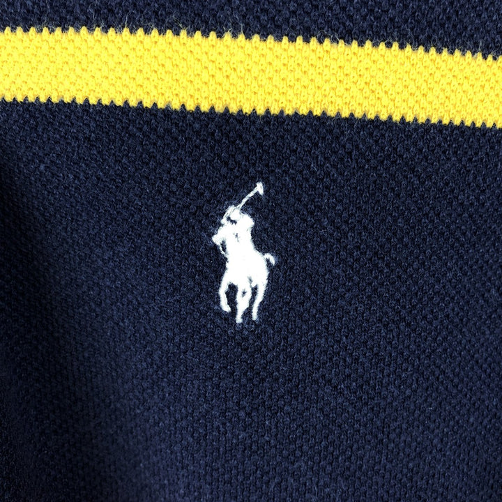 Ralph Lauren POLO by Ralph Lauren short sleeve striped polo shirt, men's XXL size cotton navy blue type Vintage Second Hand