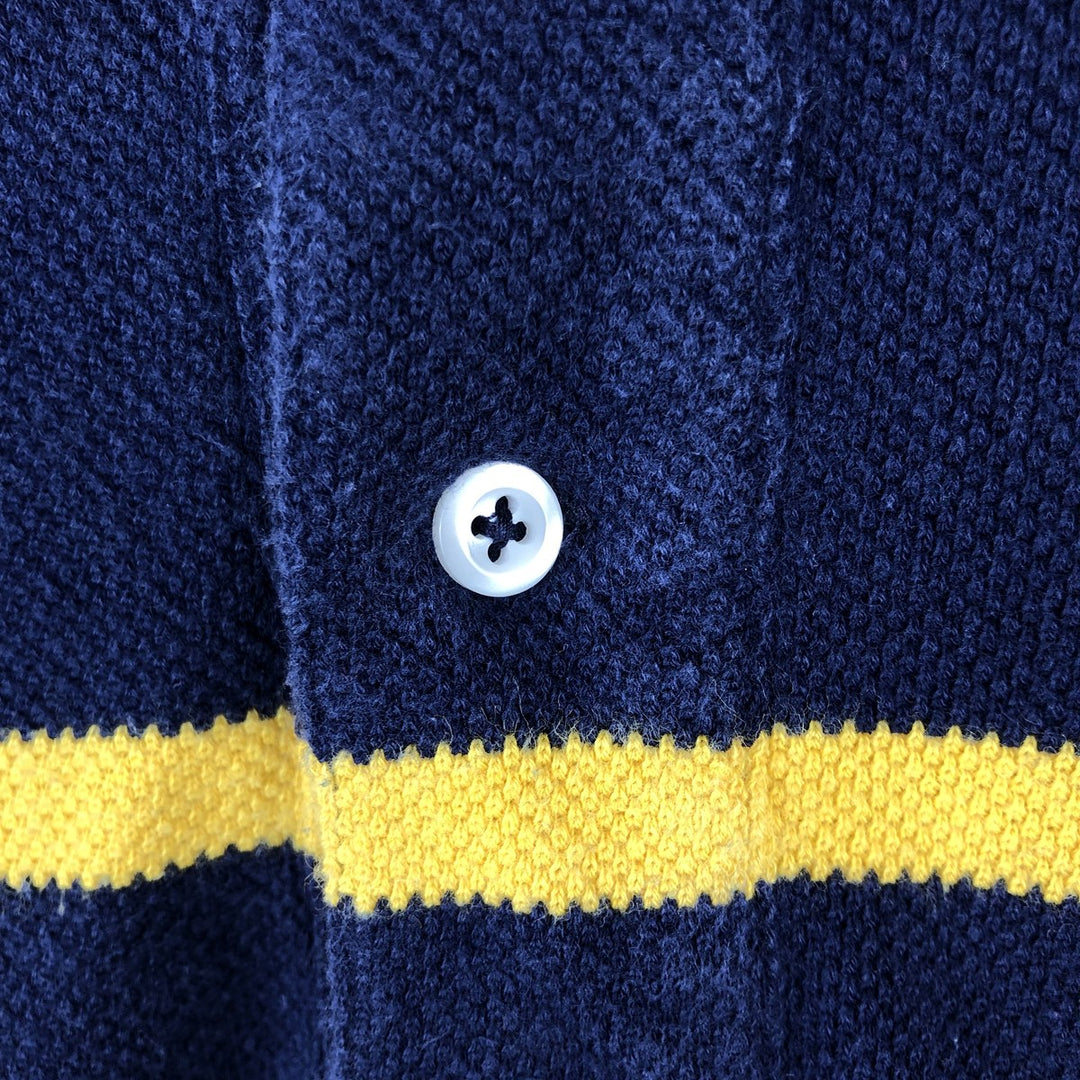Ralph Lauren POLO by Ralph Lauren short sleeve striped polo shirt, men's XXL size cotton navy blue type Vintage Second Hand