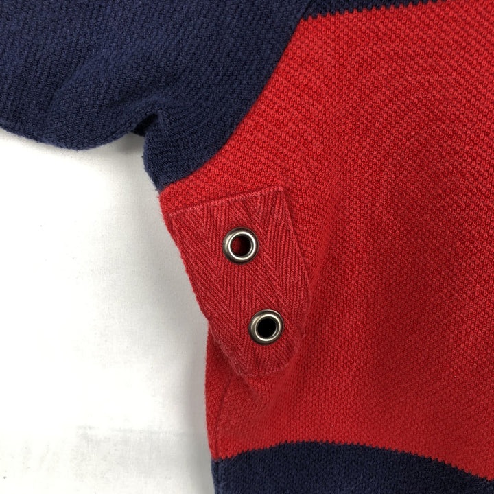 Ralph Lauren POLO by Ralph Lauren short sleeve striped polo shirt, men's XXL size cotton navy blue type Vintage Second Hand