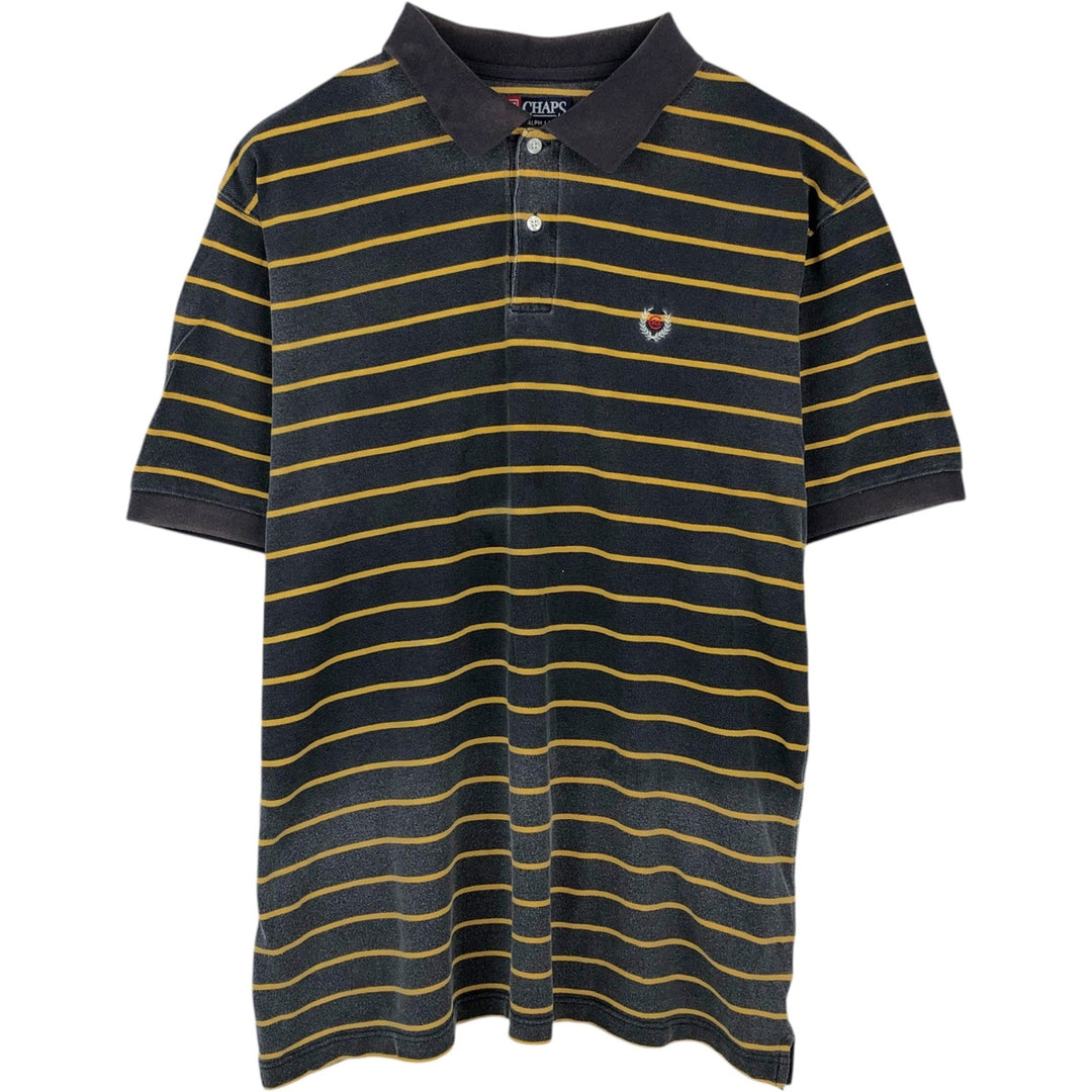 Ralph Lauren CHAPS Short-Sleeve Striped Polo Shirt, Men's Size XL (approx.) cotton Charcoal Vintage Second Hand