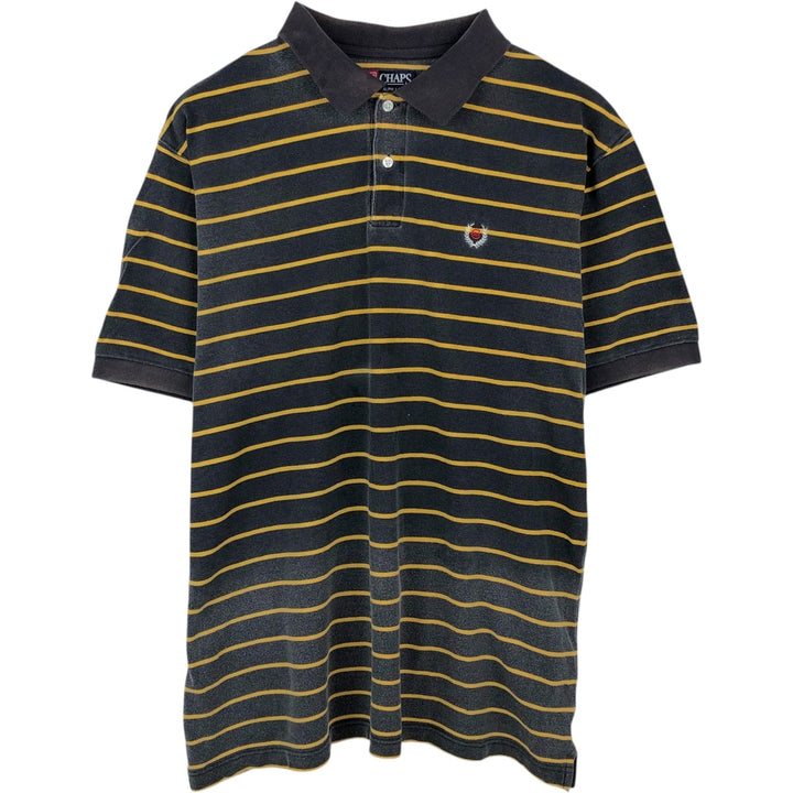 Ralph Lauren CHAPS Short-Sleeve Striped Polo Shirt, Men's Size XL (approx.) cotton Charcoal Vintage Second Hand