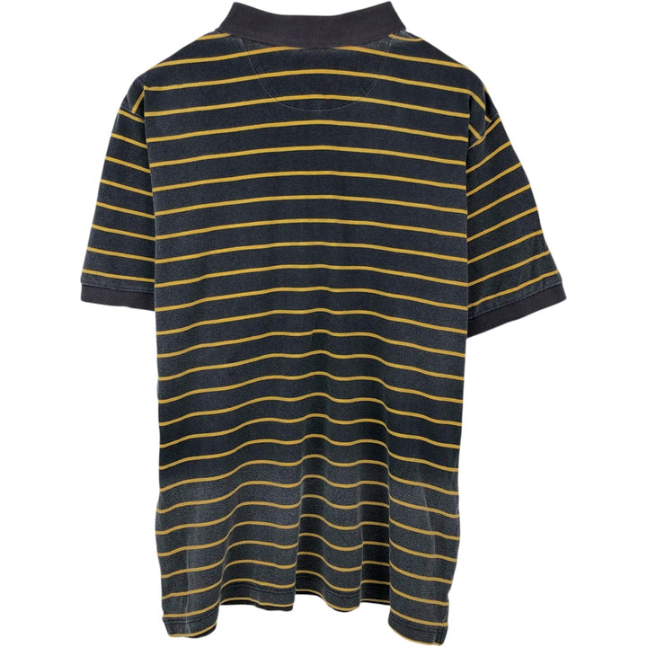 Ralph Lauren CHAPS Short-Sleeve Striped Polo Shirt, Men's Size XL (approx.) cotton Charcoal Vintage Second Hand