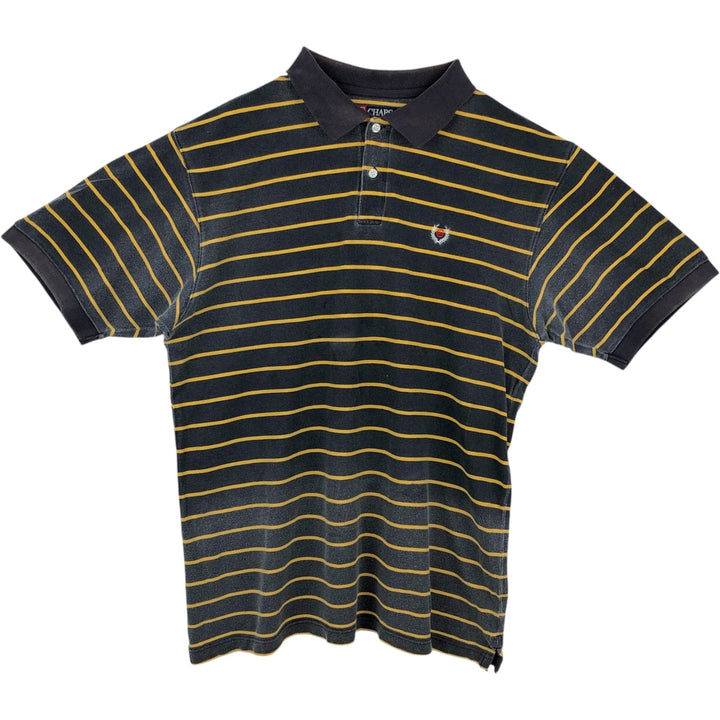 Ralph Lauren CHAPS Short-Sleeve Striped Polo Shirt, Men's Size XL (approx.) cotton Charcoal Vintage Second Hand