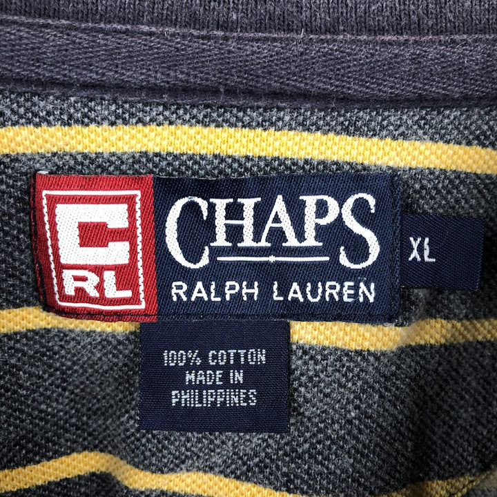 Ralph Lauren CHAPS Short-Sleeve Striped Polo Shirt, Men's Size XL (approx.) cotton Charcoal Vintage Second Hand