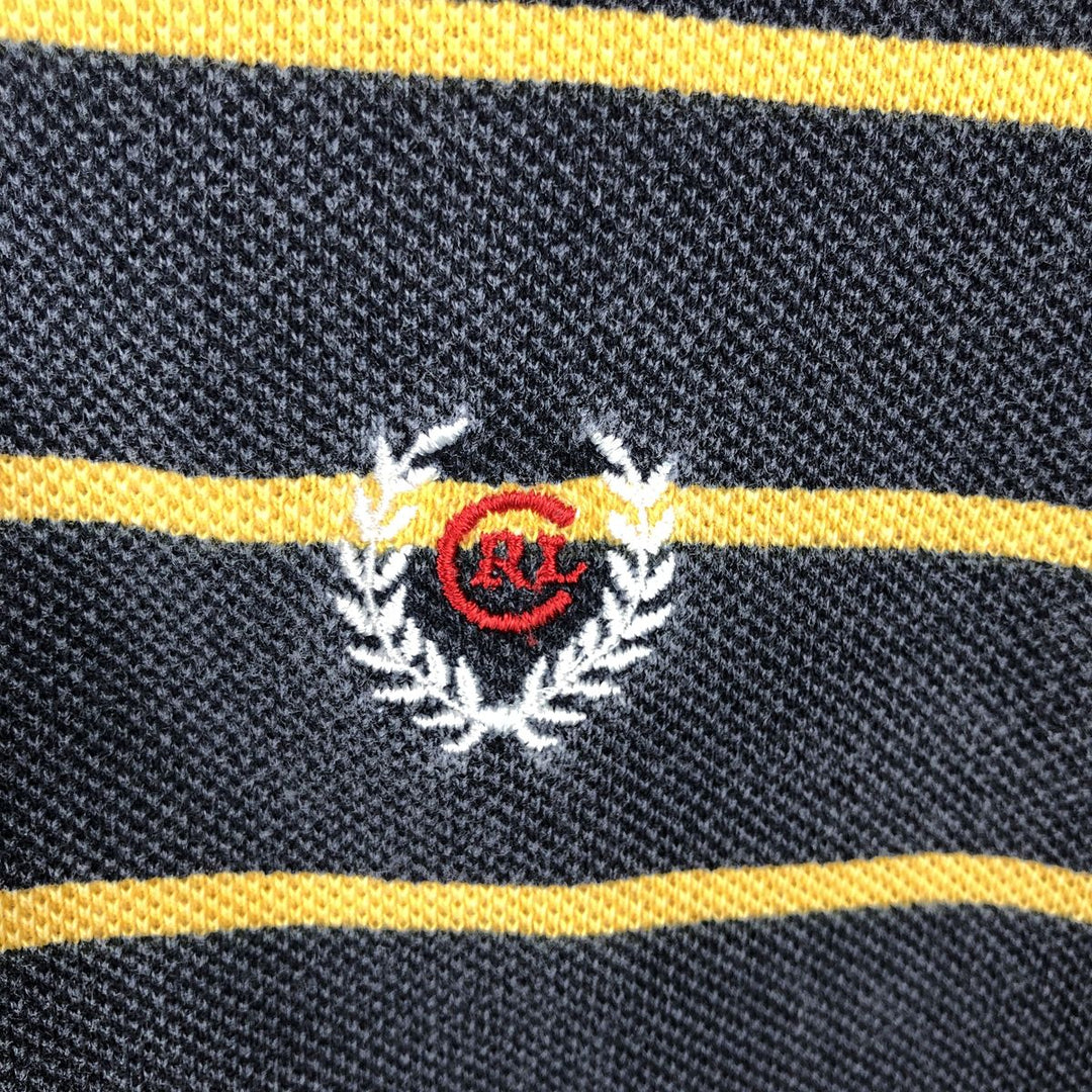 Ralph Lauren CHAPS Short-Sleeve Striped Polo Shirt, Men's Size XL (approx.) cotton Charcoal Vintage Second Hand