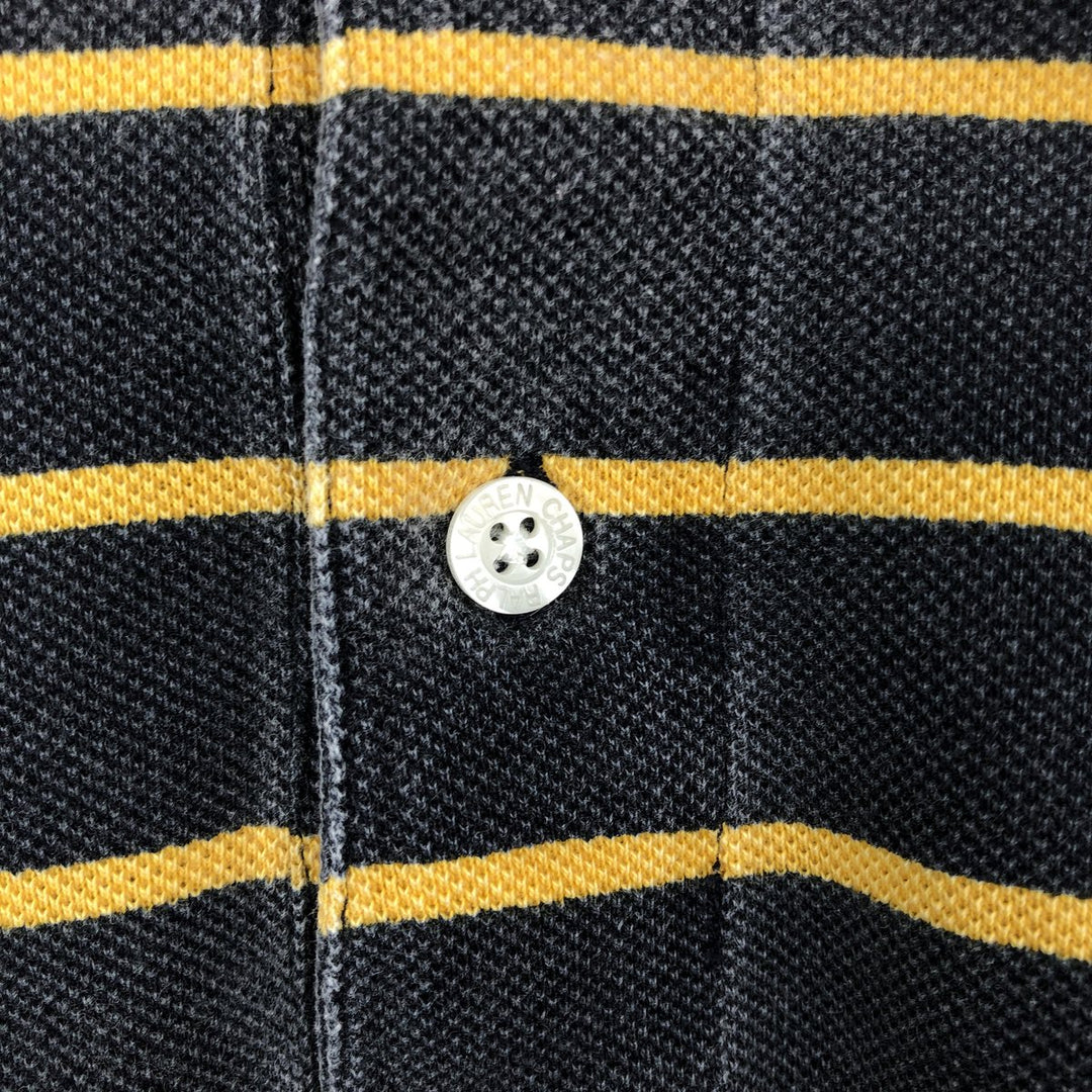 Ralph Lauren CHAPS Short-Sleeve Striped Polo Shirt, Men's Size XL (approx.) cotton Charcoal Vintage Second Hand