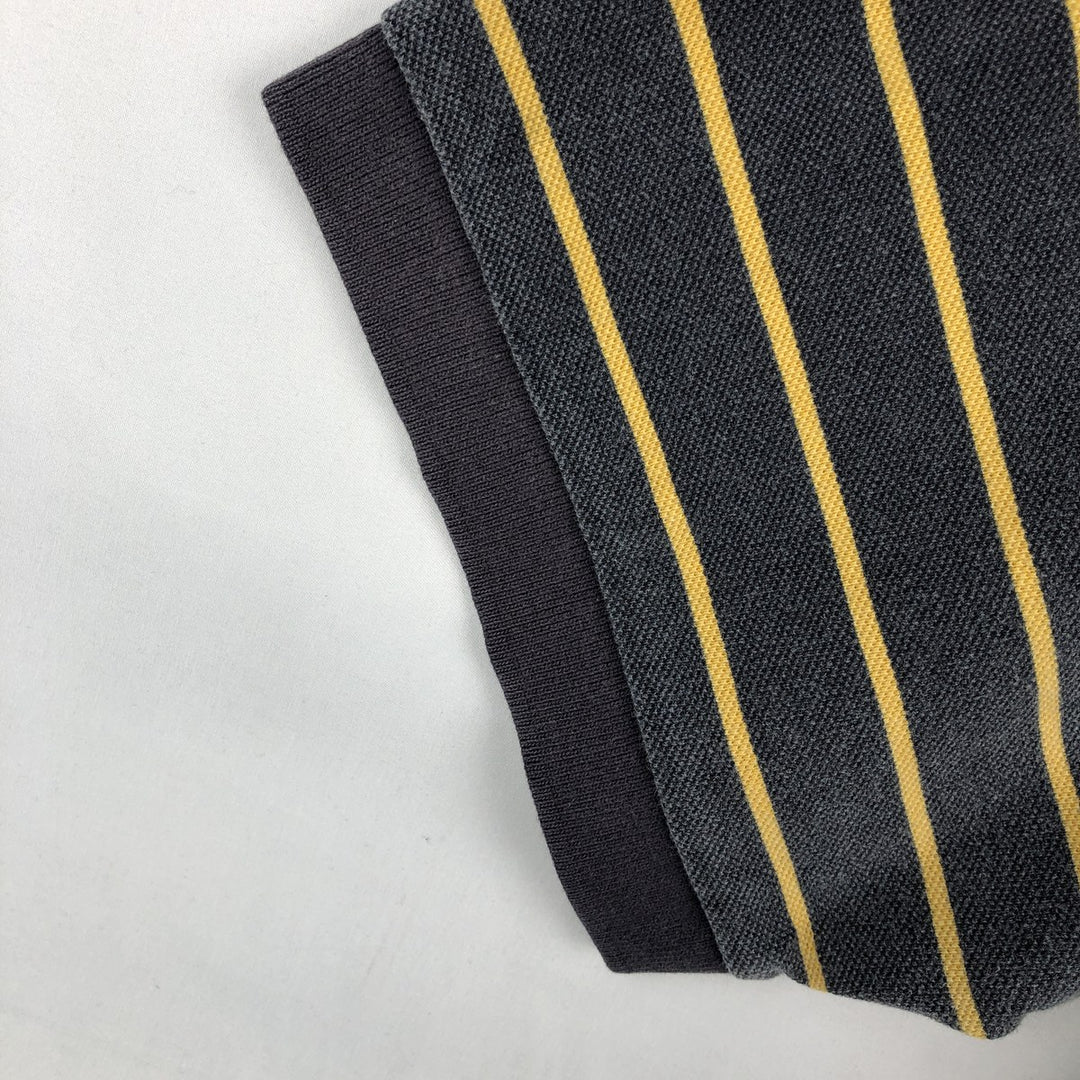 Ralph Lauren CHAPS Short-Sleeve Striped Polo Shirt, Men's Size XL (approx.) cotton Charcoal Vintage Second Hand