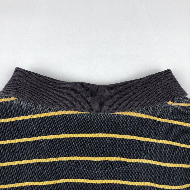 Ralph Lauren CHAPS Short-Sleeve Striped Polo Shirt, Men's Size XL (approx.) cotton Charcoal Vintage Second Hand