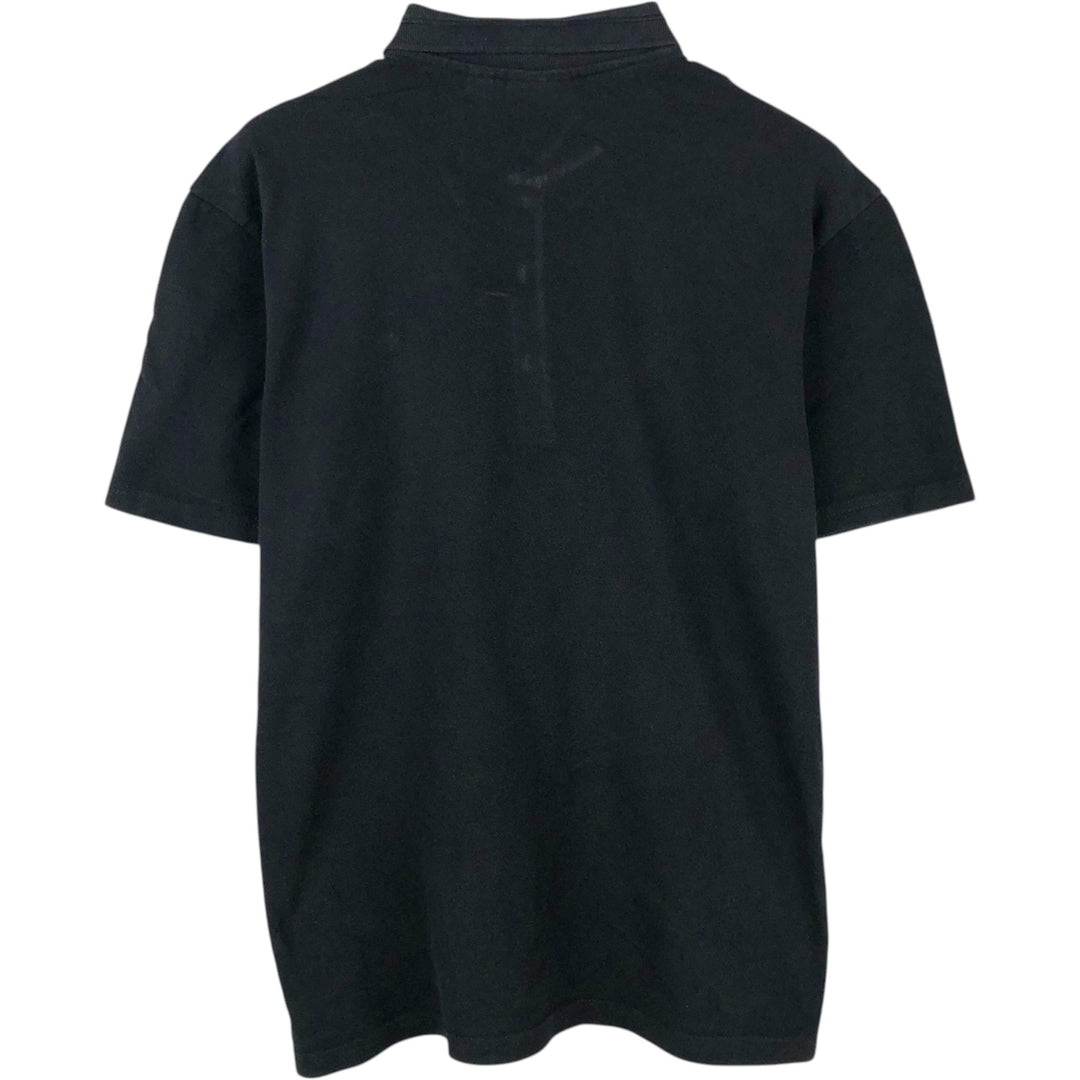 Napapijri flag pattern short-sleeved polo shirt, men's size L (approx.) cotton black type Vintage Second Hand
