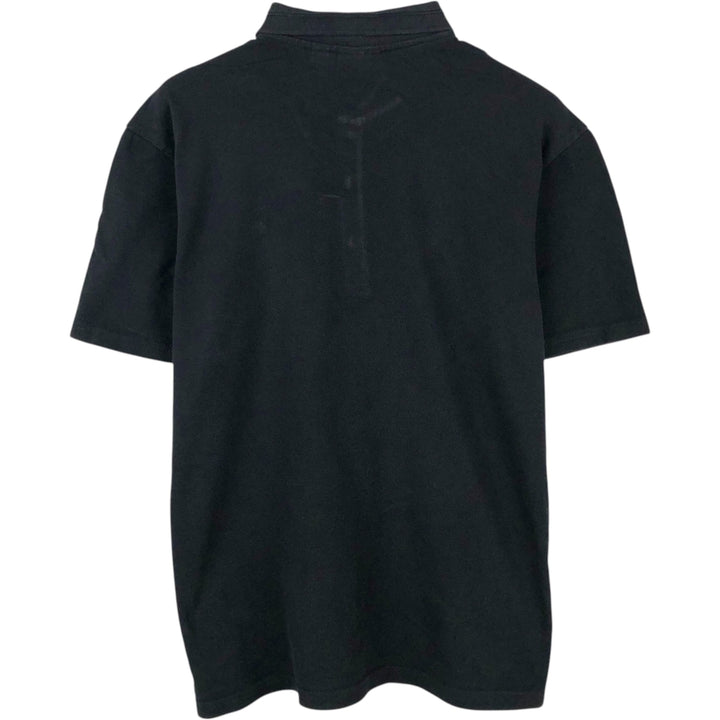 Napapijri flag pattern short-sleeved polo shirt, men's size L (approx.) cotton black type Vintage Second Hand