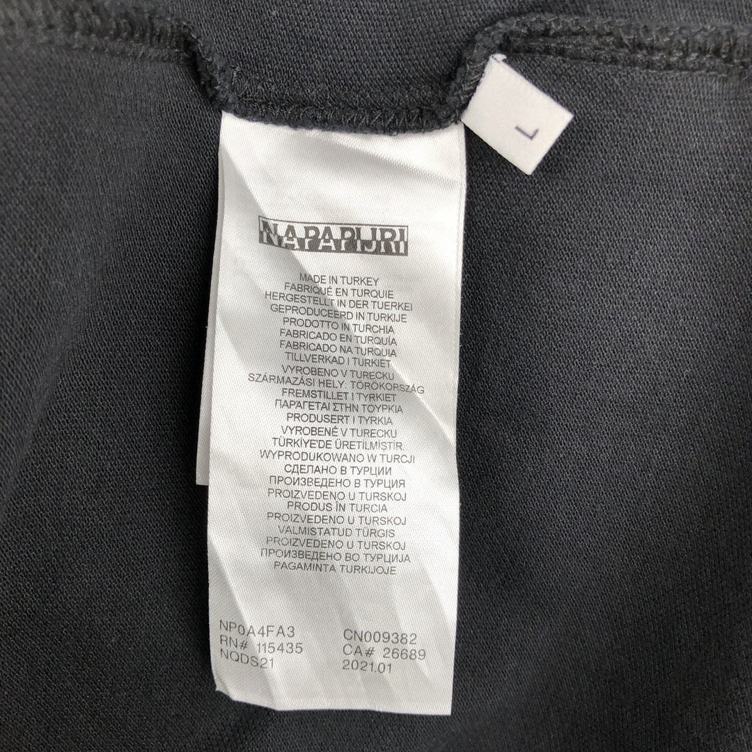 Napapijri flag pattern short-sleeved polo shirt, men's size L (approx.) cotton black type Vintage Second Hand