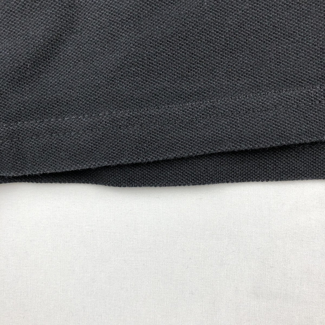 Napapijri flag pattern short-sleeved polo shirt, men's size L (approx.) cotton black type Vintage Second Hand
