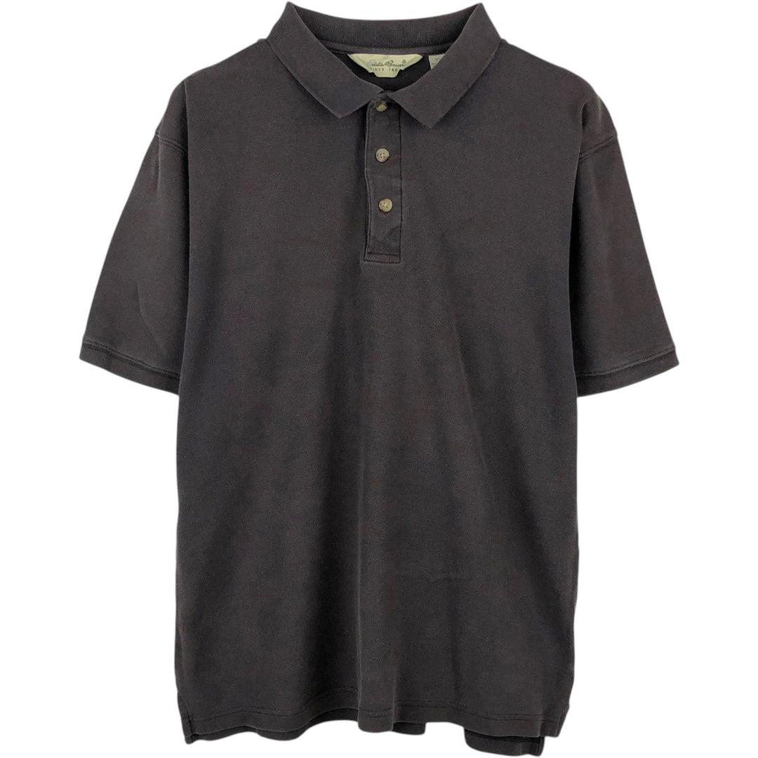 1990'S Eddie Bauer Short-Sleeve Polo Shirt, Men's Size M (approx.), Vintage cotton Charcoal Vintage Second Hand