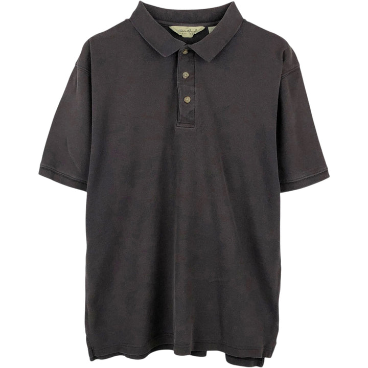 1990'S Eddie Bauer Short-Sleeve Polo Shirt, Men's Size M (approx.), Vintage cotton Charcoal Vintage Second Hand