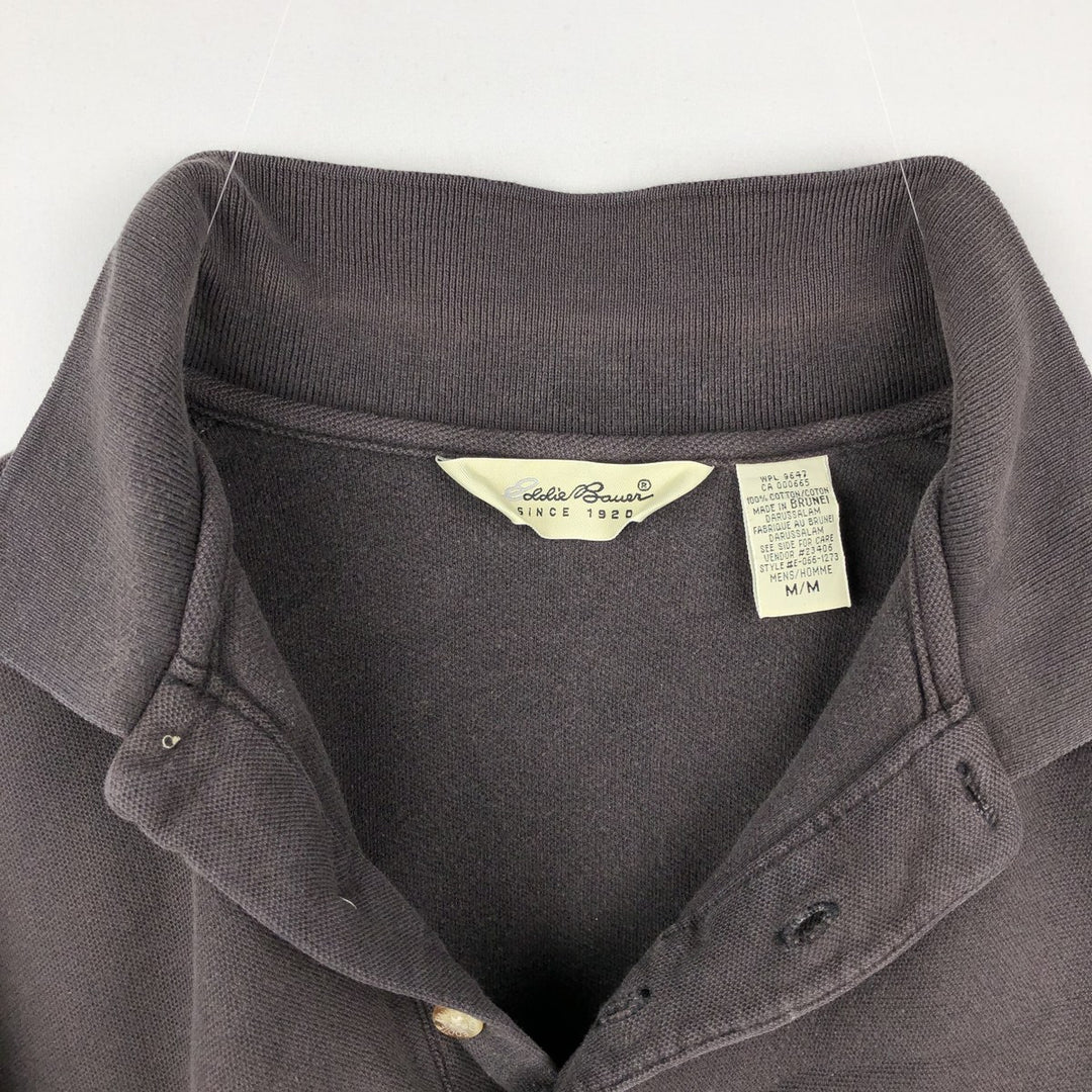 1990'S Eddie Bauer Short-Sleeve Polo Shirt, Men's Size M (approx.), Vintage cotton Charcoal Vintage Second Hand