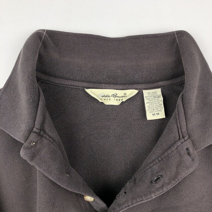 1990'S Eddie Bauer Short-Sleeve Polo Shirt, Men's Size M (approx.), Vintage cotton Charcoal Vintage Second Hand