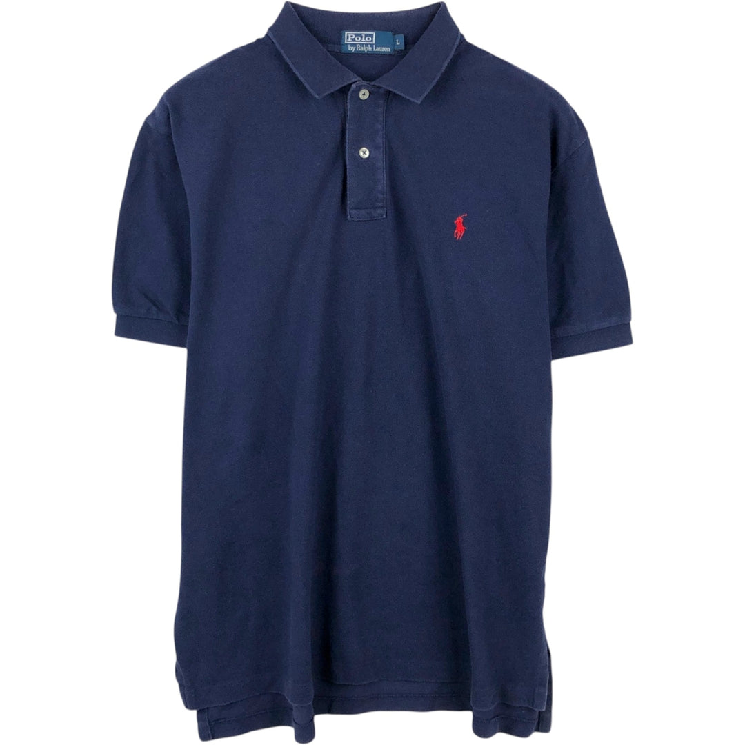 Ralph Lauren POLO by Ralph Lauren short sleeve polo shirt, men's size L cotton navy blue type Vintage Second Hand