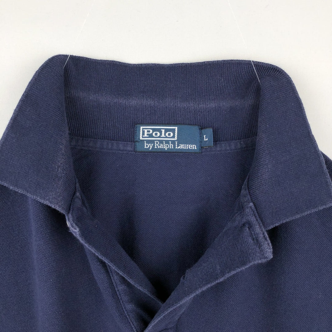 Ralph Lauren POLO by Ralph Lauren short sleeve polo shirt, men's size L cotton navy blue type Vintage Second Hand