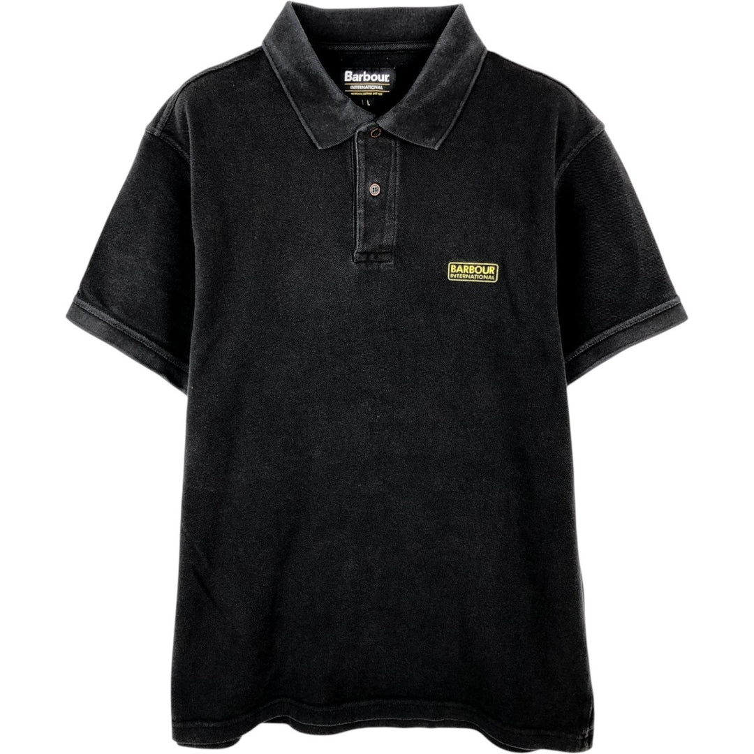Barbour Short-Sleeve Polo Shirt, Men's Size L (approx.) cotton black type Vintage Second Hand